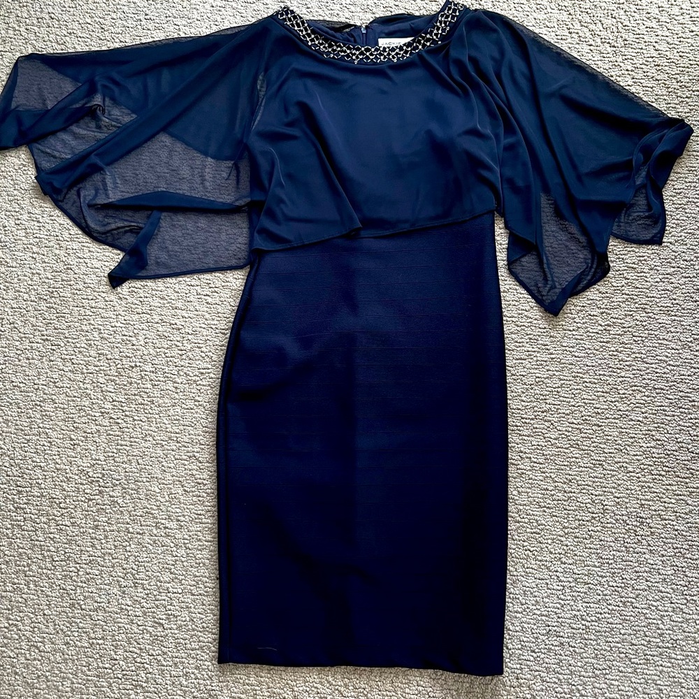 Navy blue dress.